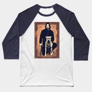 John Wick With Parabellum and His Trusty Dog Sunset Vintage Retro Movie Baseball T-Shirt